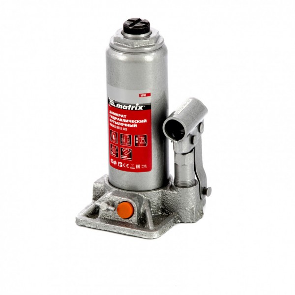 Домкрат гидравлический бутылочный, 4 т, h подъема 194-372 мм Matrix 50763