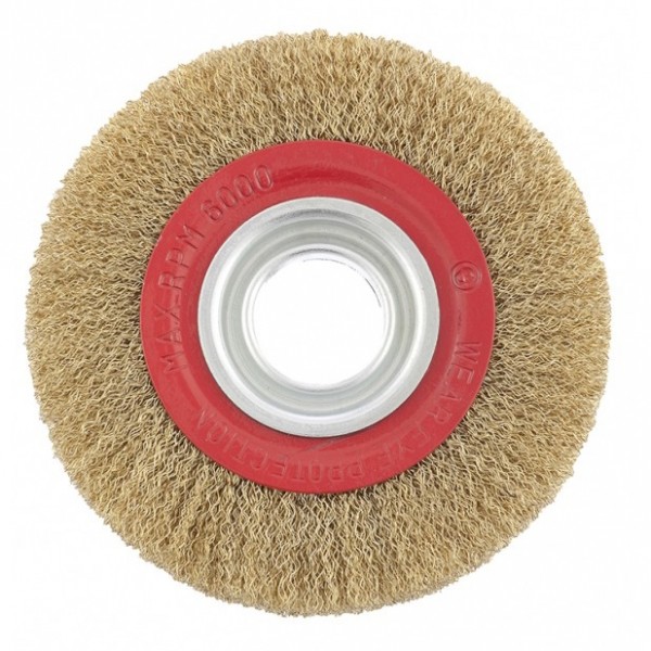 Щетка для точила, 175 мм, посадка 32 мм, плоская, латунированная витая проволока Matrix 74661