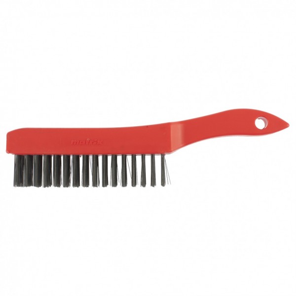 Щетка зачистная шестирядная, закаленная прямая проволока с пластиковой ручкой Matrix 74816