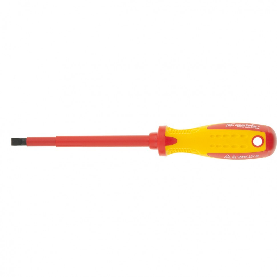 Отвертка Insulated, SL5.5 x 125 мм, CrMo, до 1000 В, двухкомпонентная рукоятка Matrix Professional 12918