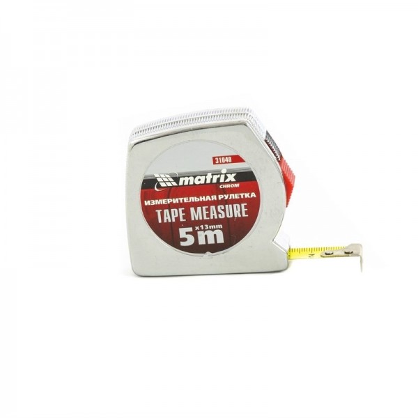 Рулетка Chrom,5 м x 13 мм,хромированный корпус Matrix 31040