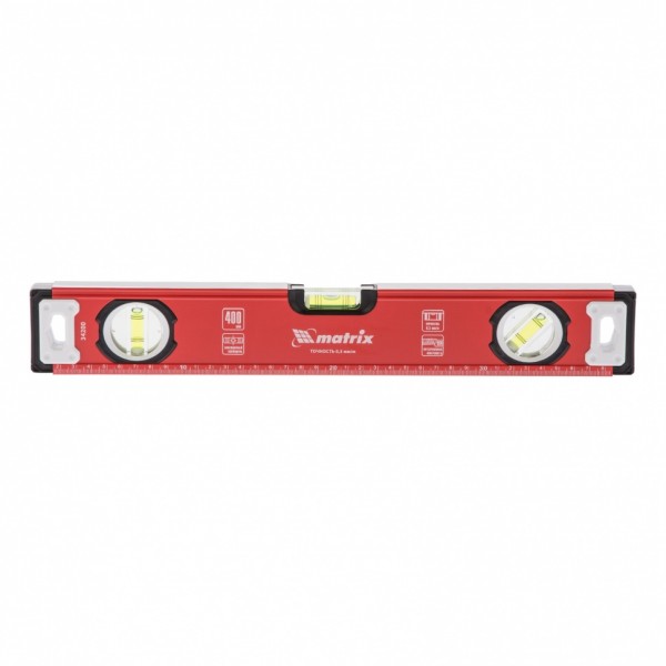 Уровень алюминиевый, фрезерованный, 3 глазка, 400 мм Matrix 34200