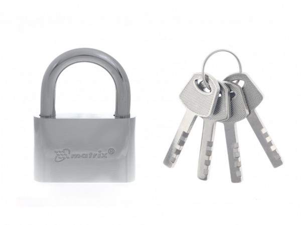 Замок навесной, хромированное покрытие 70 мм Matrix 91803