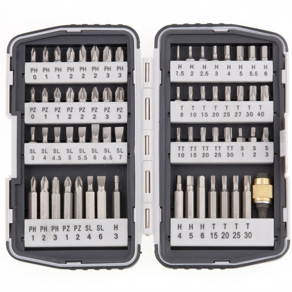 Набор бит, магнитный адаптер, CrV, пластиковый кейс, 64 шт. Matrix 11327