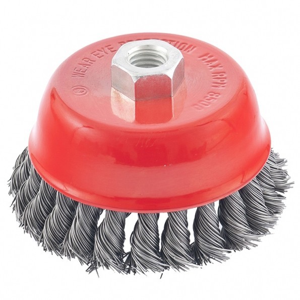 Щетка для УШМ, 100 мм, М14, чашка, крученая проволока 0.5 мм Matrix 74628