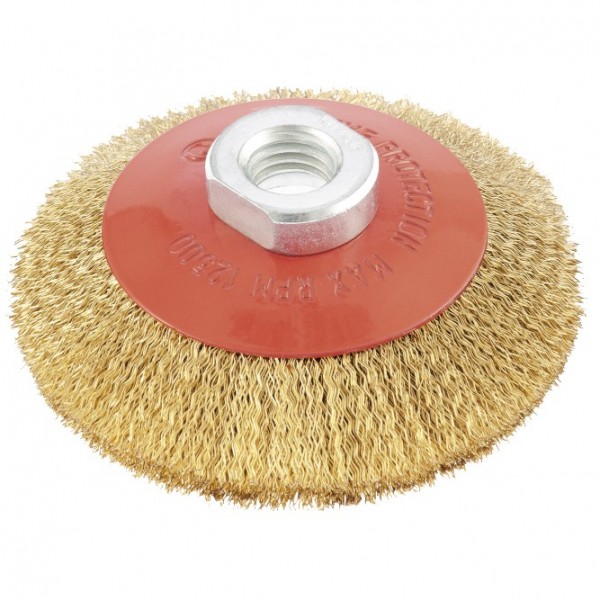 Щетка для УШМ, 115 мм, М14, тарелка, латунированная витая проволока Matrix 74612