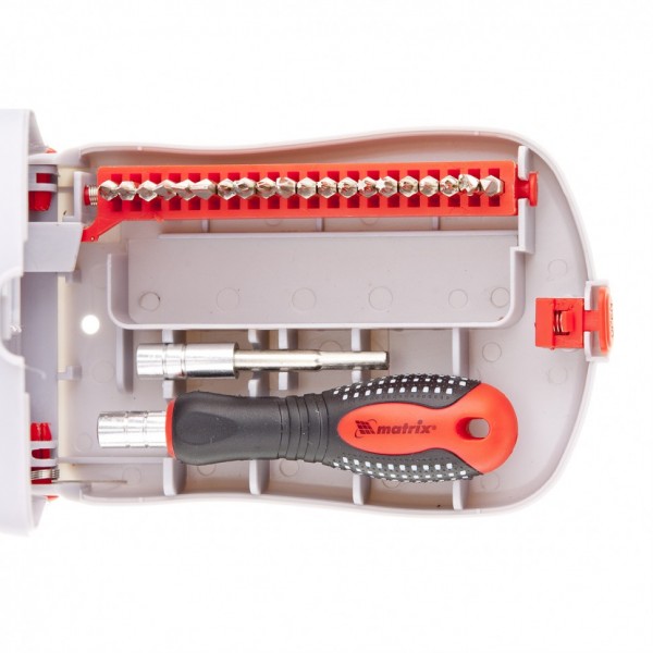 Отвертка для точных работ с насадками Fusion, 22 предмета, в пластиковом пенале Matrix 11584