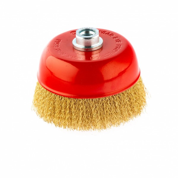 Щетка для УШМ, 125 мм, М14, чашка, латунированная витая проволока Matrix 74606