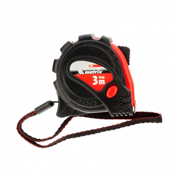 Рулетка Status Magnet 3 fixations,3 м х 16 мм,обрезиненный корпус,зацеп с магнитом Matrix 31004