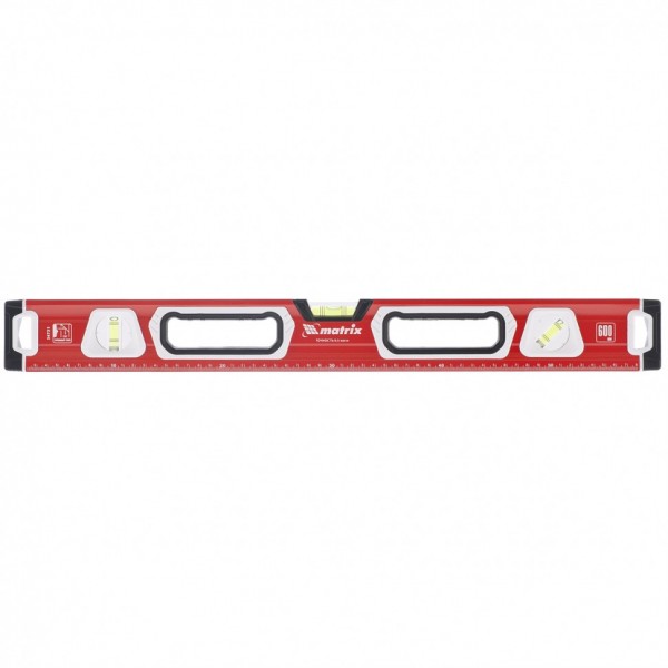 Уровень алюминиевый, магнит, фрезерованный, 3 глазка (1 зеркальный), двухкомпонентные рукоятки, 600 мм Matrix 34731